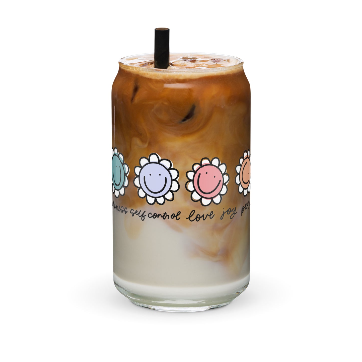 Fruit of the Spirit Daisy 16oz Can Glass