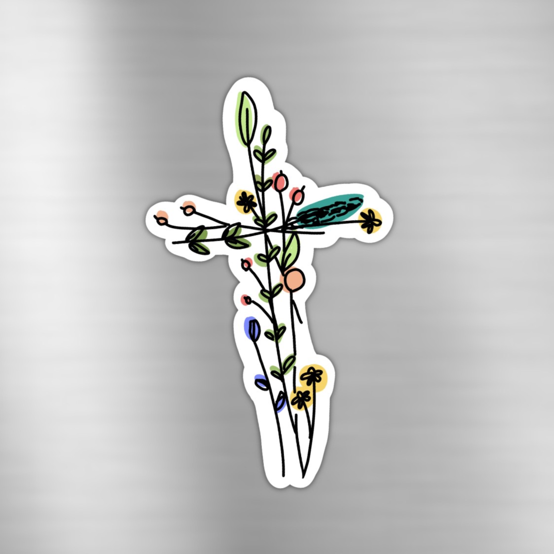 Floral Cross Magnet