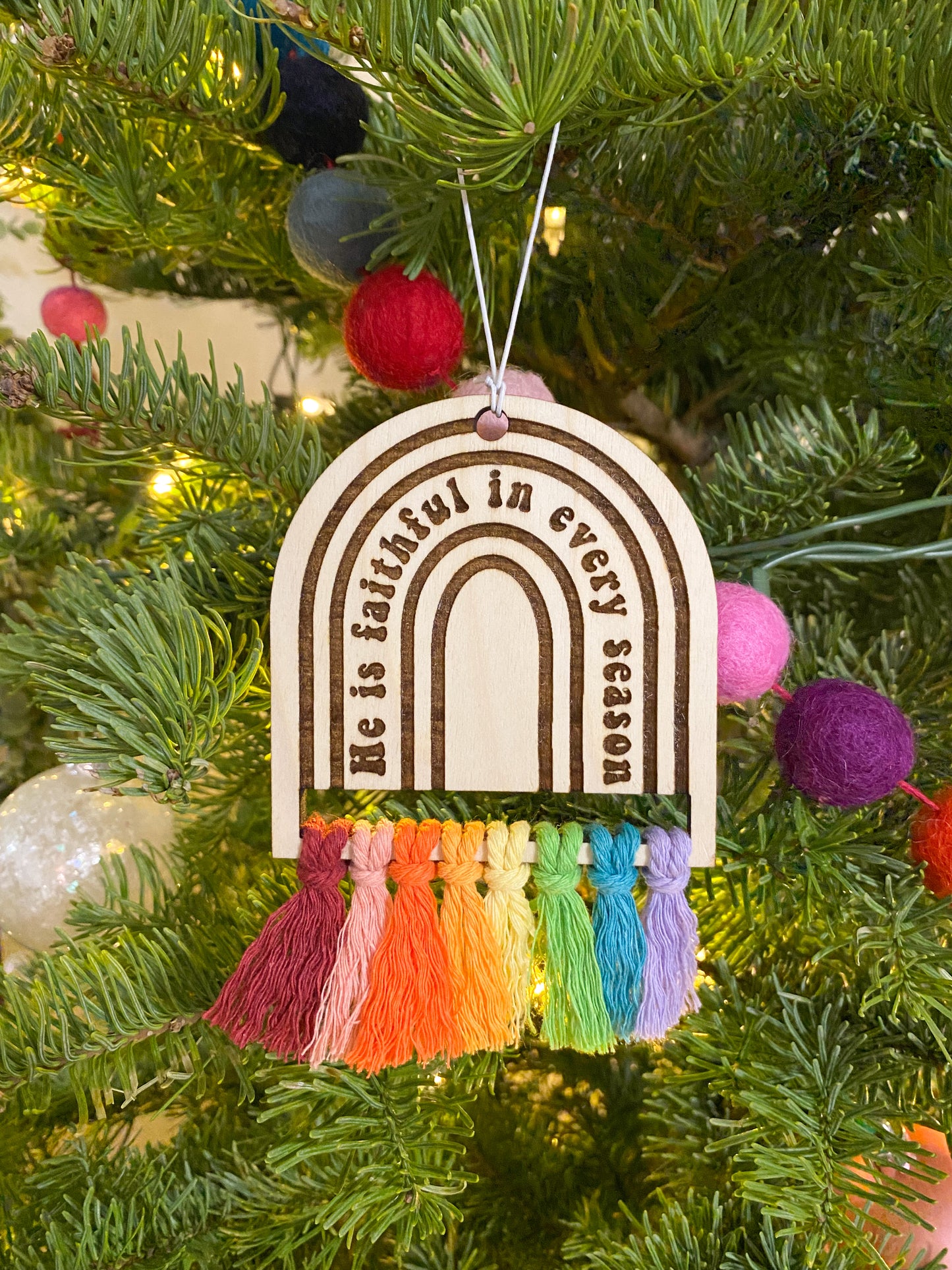 He is Faithful Rainbow Ornament